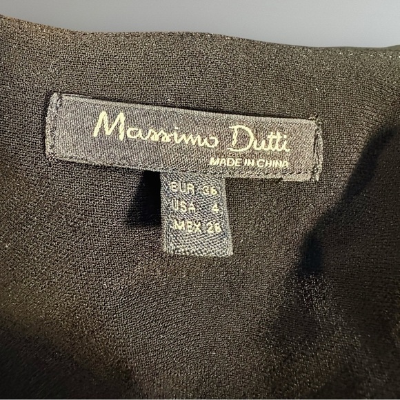 Massimo Dutti Black Viscose Pleat Front Lace Cutout Blouson Sleeve Shift Dress 4 - Picture 2 of 13